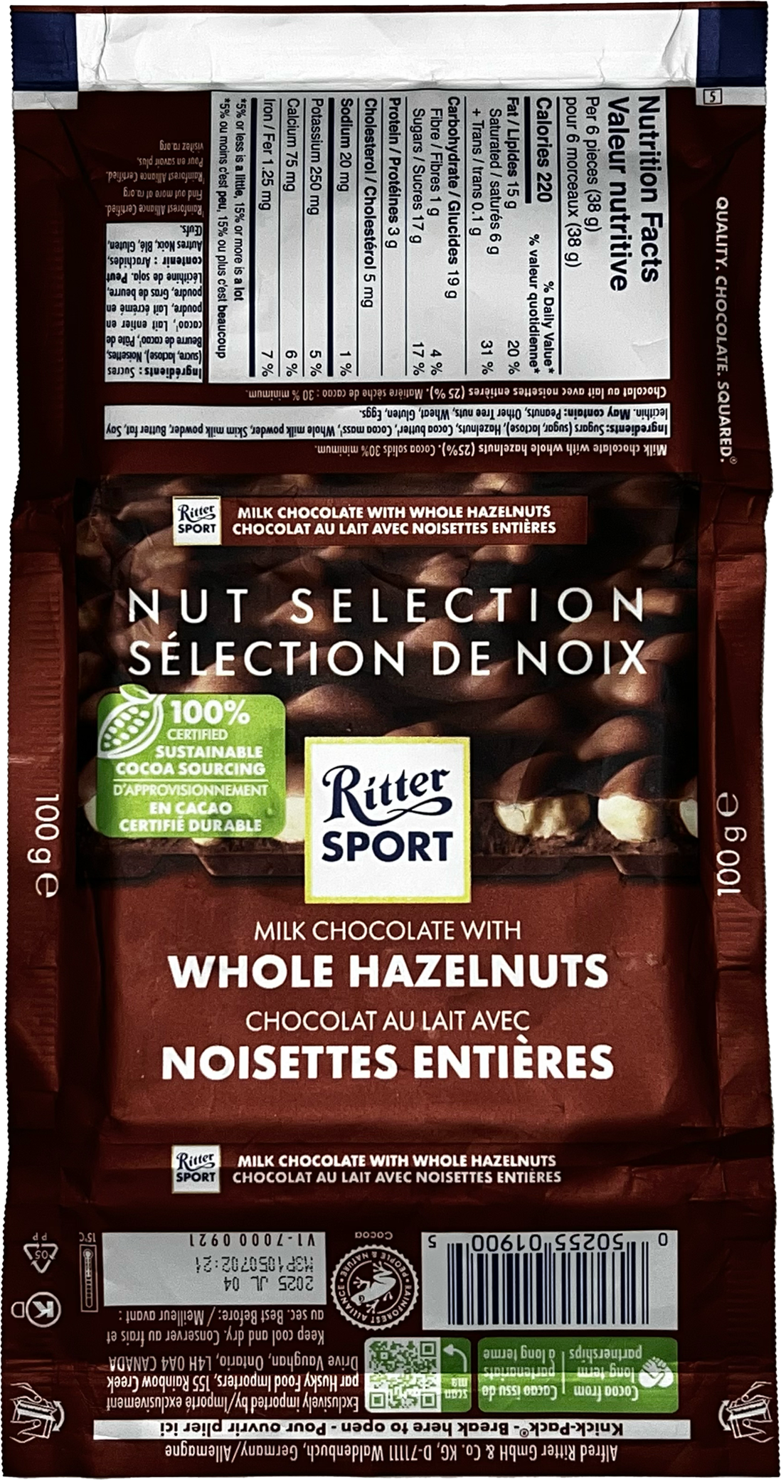 image of a Ritter Sport chocolate bar wrapper